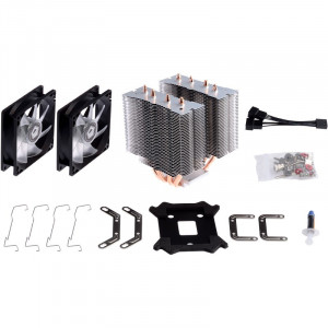 Cooler CPU ID-Cooling SE-904TWIN Blue LED, 2x Vent 92mm, 4x Heatpipe-uri Cupru - Img 5