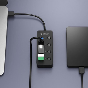 Hub USB Orico W9PH4-U3 V1, 4 porturi, USB 3.0, negru - Img 2