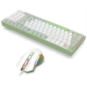 Kit tastatura mecanica si mouse Redragon Ultimate Gaming Rig albe iluminare RGB - Img 3