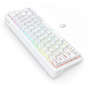 Tastatura Bluetooth si cu fir gaming mecanica Redragon Draconic V2 Pro alba iluminare RGB - Img 3