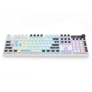 Tastatura gaming Bluetooth cu fir si wireless Redragon Volcano Pro alba iluminare RGB cu display - Img 3
