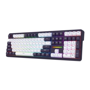 Tastatura gaming mecanica Bluetooth cu si fara fir Redragon Antonium Pro 108 neagra cu alb iluminare RGB - Img 3
