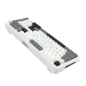 Tastatura gaming mecanica Bluetooth cu si fara fir Redragon Bragi Pro alba cu gri - Img 3