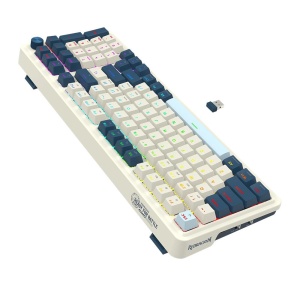 Tastatura gaming mecanica Bluetooth cu si fara fir Redragon Eisa Pro alba cu albastru iluminare RGB - Img 4