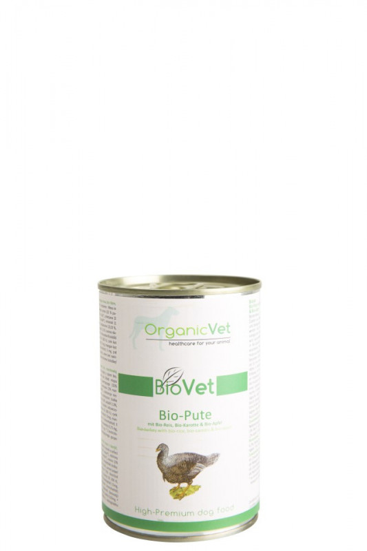 OrganicVet Biovet – Curcan, orez, morcovi, mere organice - 400g