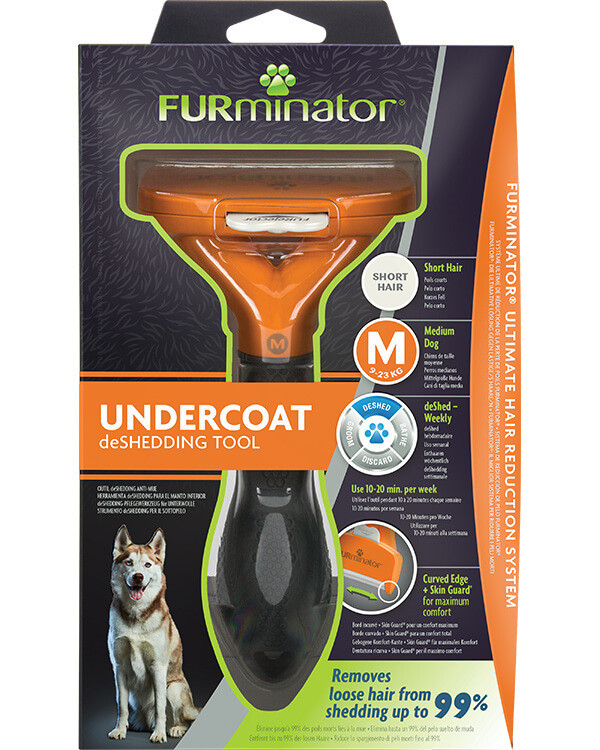 Trimmer profesional Furminator caini, blana scurta - M