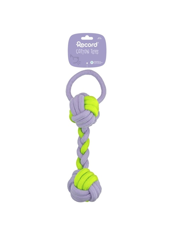 Jucarie franghie - 2 noduri bumbac - Fluo