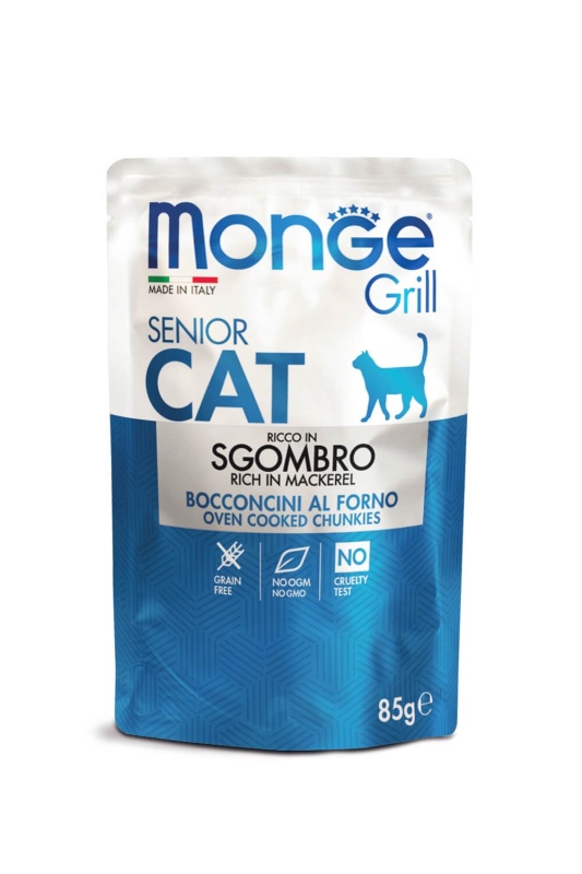 Monge Grill Chunkies Senior Cat - Hrana umeda super-premium - Macrou - 85g
