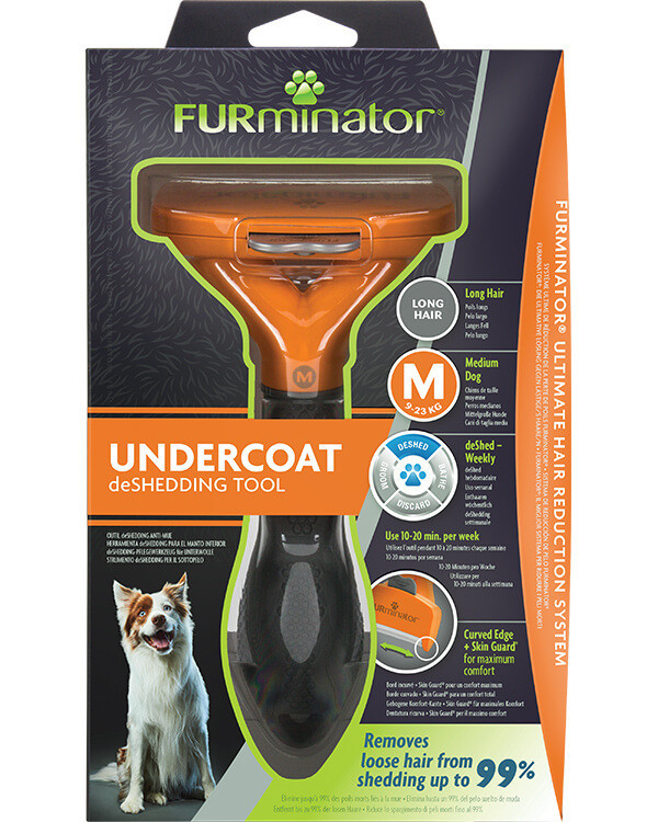 Trimmer profesional Furminator caini, blana lunga - M