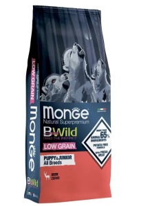 Monge BWild Dog Puppy & Junior All Breeds - Hrana uscata super-premium - Caprioara - 12kg