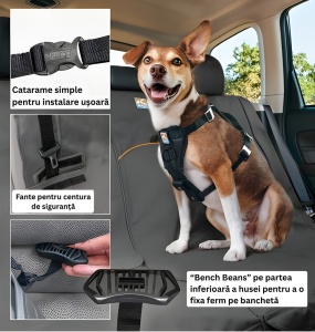 Protectie impermeabila pentru bancheta auto Kurgo Heather - 140cm - Blue & Charcoal Grey - Img 4