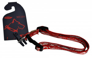 Zgarda nylon - rosu, bej - 4cmx44-71cm