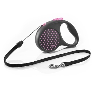 Lesa retractabila, cu fir - Flexi Fun Dots - S - Roz