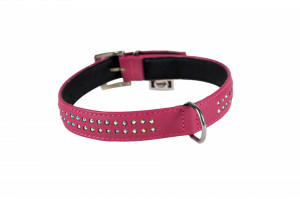 Zgarda piele, cu strass - 50cm