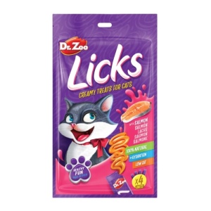 Dr. Zoo Licks - Snack cremos pentru pisici - Somon - 4 x 15g - Img 1