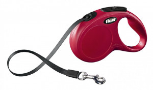 Lesa retractabila, cu banda - Flexi New Classic - L (50 kg) - Rosu