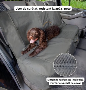 Protectie impermeabila pentru bancheta auto Kurgo Heather - 140cm - Blue & Charcoal Grey - Img 2