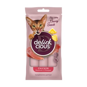 Delickcious Cat - Snack Cremos cu Pui si Ananas - 4x15g