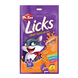 Dr. Zoo Licks - Snack cremos pentru pisici - Pui - 4 x 15g - Img 1
