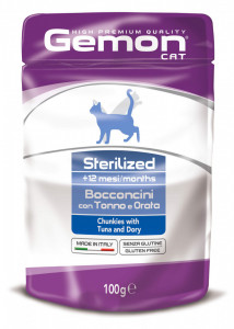 Gemon Chunkies Sterilised Cat - Hrana umeda completa - Ton si Dorada - 100g