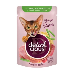 Delickcious Cat - Bucati de Miel, Pui & Fasole Verde in Aspic - 85g
