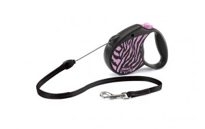 Lesa retractabila, cu fir - Flexi Safari - S - Zebra