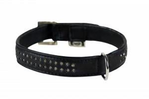 Zgarda piele, cu strass - 47cmx22mm - Img 2